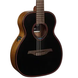 LAG Guitarra Acústica Travel Nylon Blue Wave AE Blue Wave 1 Tapa Cedro Rojo Macizo Fondo Caoba Satinado