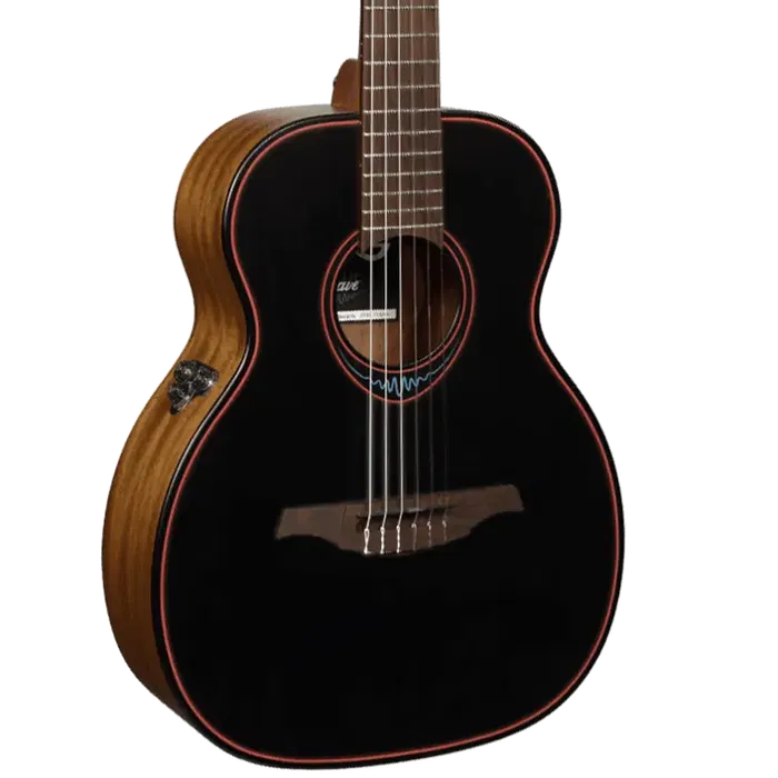 LAG Guitarra Acústica Travel Nylon Blue Wave AE Blue Wave 1 Tapa Cedro Rojo Macizo Fondo Caoba Satinado LAG Guitarra Acústica Travel Nylon Blue Wave AE Blue Wave 1 Tapa Cedro Rojo Macizo Fondo Caoba Satinado