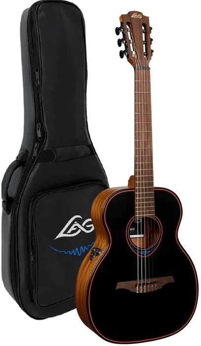 LAG Guitarra Acústica Travel Nylon Blue Wave AE Blue Wave 1 Tapa Cedro Rojo Macizo Fondo Caoba Satinado LAG Guitarra Acústica Travel Nylon Blue Wave AE Blue Wave 1 Tapa Cedro Rojo Macizo Fondo Caoba Satinado