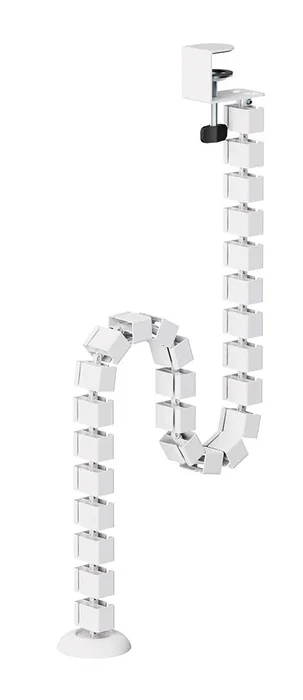 Neomounts ADS06-131WH Organizador Vertebral de Cables para Escritorio, Guía Ajustable con 27 Segmentos, Montaje por Abrazadera Universal, Color Blanco, 1 Pieza