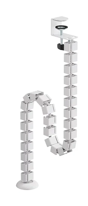 Neomounts ADS06-131WH Organizador Vertebral de Cables para Escritorio, Guía Ajustable con 27 Segmentos, Montaje por Abrazadera Universal, Color Blanco, 1 Pieza