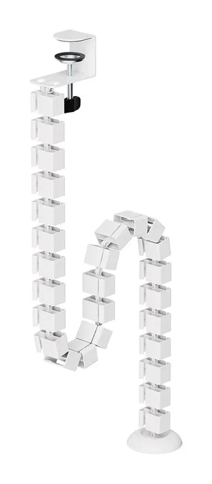 Neomounts ADS06-131WH Organizador Vertebral de Cables para Escritorio, Guía Ajustable con 27 Segmentos, Montaje por Abrazadera Universal, Color Blanco, 1 Pieza