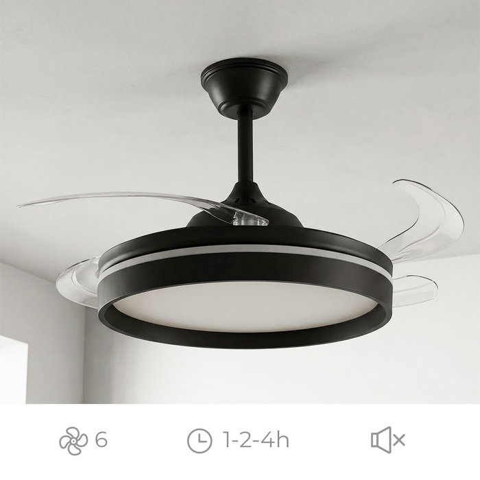 Ventilador de Techo con Luz LED, 4 Aspas Retráctiles y Mando a Distancia InnovaGoods