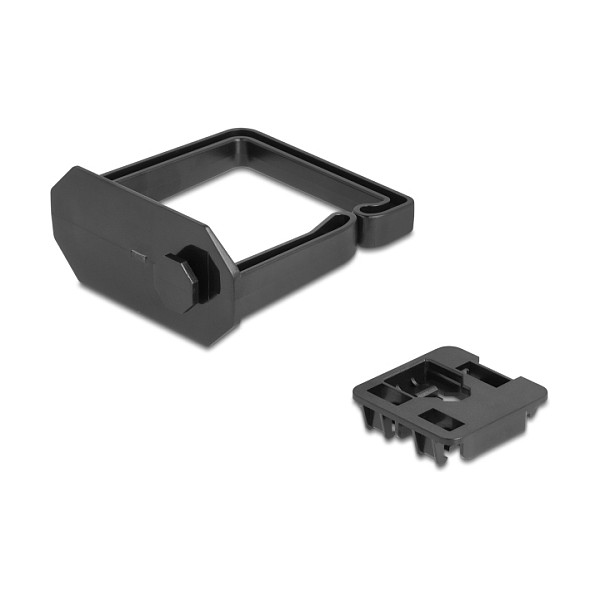 DeLOCK Estribo Guía de Cables 90770, Montaje para Riel DIN, Policarbonato Negro, 70 x 70 mm