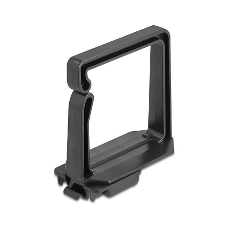 DeLOCK Estribo Guía de Cables 90770, Montaje para Riel DIN, Policarbonato Negro, 70 x 70 mm