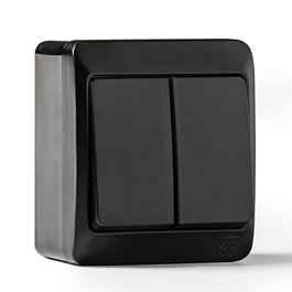 Famatel Doble conmutador estanco IP44 16A 250V Negro Blister