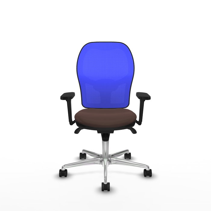 PIQUERAS Y CRESPO Silla de oficina Jorquera con mecanismo Sincro, Marrón oscuro y Azul