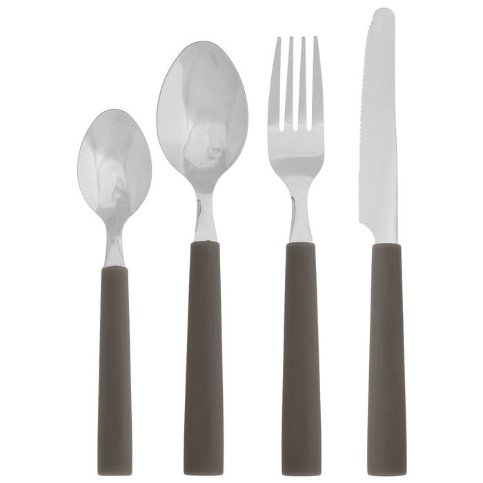 Day Cubertería 16 Piezas de Acero Inoxidable con Mango de Plástico - 4 Cuchillos, 4 Tenedores, 4 Cucharas, 4 Cucharillas - Colores Surtidos
