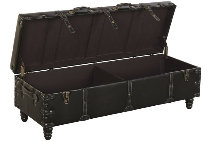 DKD Home Decor Descalzadora PU MDF Vintage Desgastado Negro