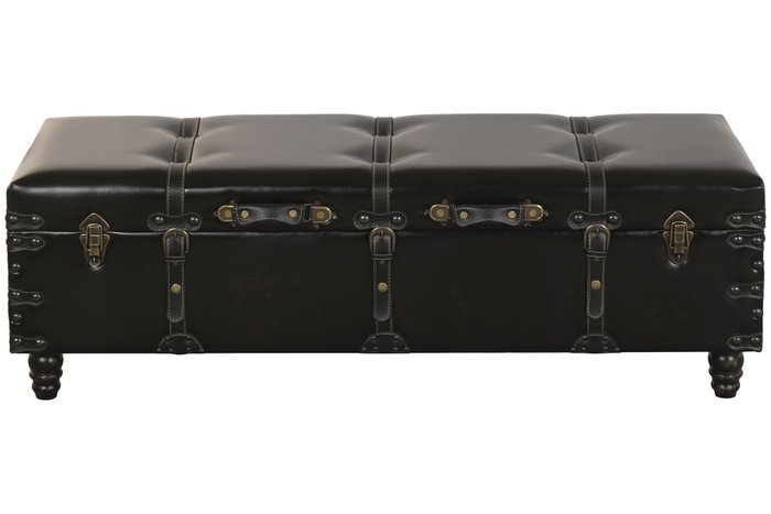 DKD Home Decor Descalzadora PU MDF Vintage Desgastado Negro