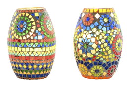 DKD Home Decor Lámpara de Sobremesa de Cristal Mosaico Multicolor