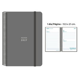 SENFORT Agenda Anual 2027 Unicolor Espiral Gris