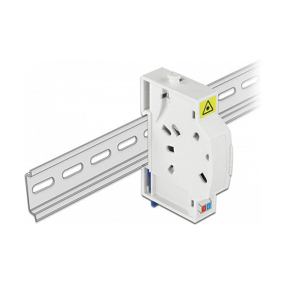 Delock Caja de conexión de fibra óptica para carril DIN 2 x SC Simplex o LC Duplex, Blanco, ABS