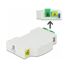 Delock Caja de conexión de fibra óptica para carril DIN 2 x SC Simplex o LC Duplex, Blanco, ABS