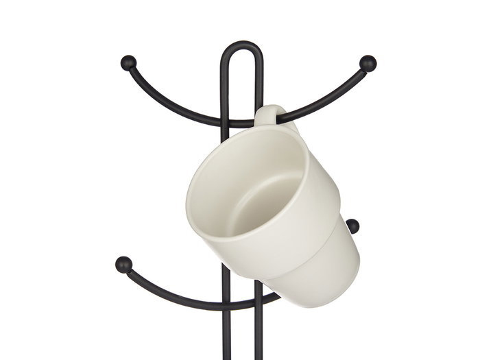 Kinvara Soporte para 6 Tazas de Metal Negro 16x39x16 cm (Set de 6)