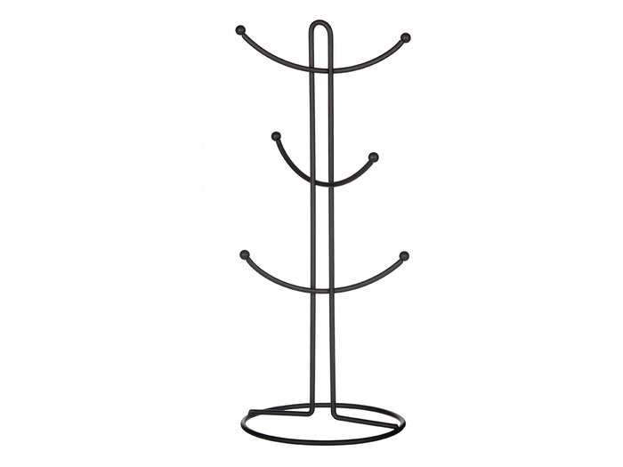 Kinvara Soporte para 6 Tazas de Metal Negro 16x39x16 cm (Set de 6)