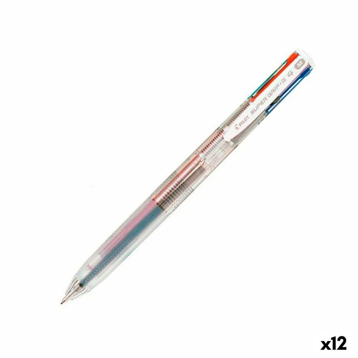 Pilot Super Grip Bolígrafo Retráctil de 4 Colores con Grip de Caucho