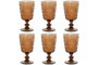 DKD Home Decor Set de 6 Copas de Margarita de Cristal, 270ml, Marrón