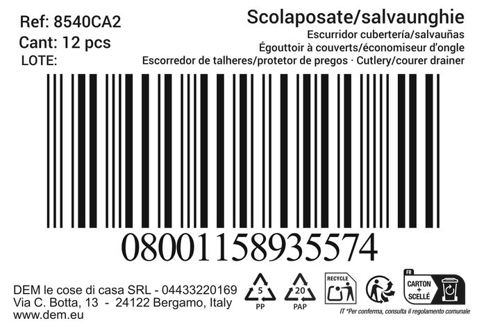 Inde Escurridor Cubiertos Estropajero Doble Blanco 15.4 cm (Ancho) x 17.3 cm (Largo) x 15.6 cm (Alto) (12 Unidades)