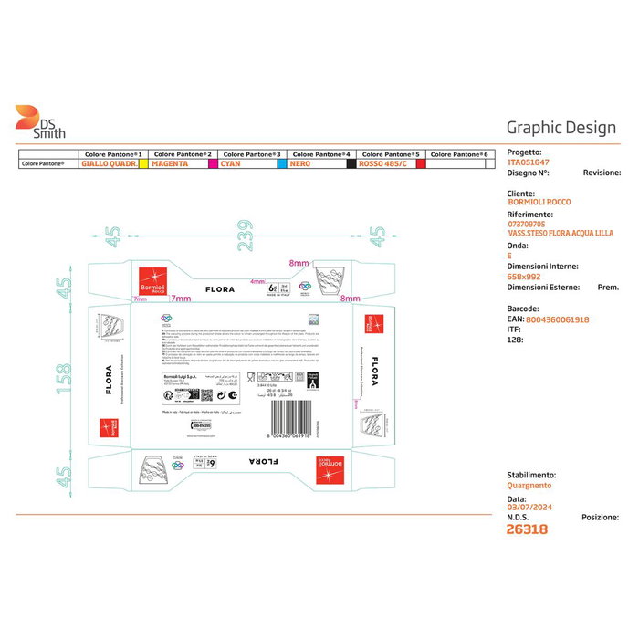 Set 6 Vasos Altos Vidrio Flora Bormioli Rocco 26 cL Set 6 Vasos Altos Vidrio Flora Bormioli Rocco 26 cL