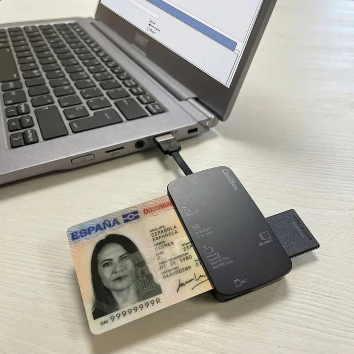Coolbox lector de tarjetas externo cre4ac + lector dnie + sim + adaptador a usb-c