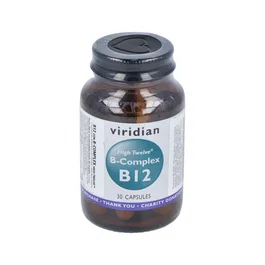 Viridian B12 Con B Complex 30Cap.Veg. Vitaminas B para Energía y Sistema Nervioso, Reduce Cansancio y Fatiga, Apto Veganos