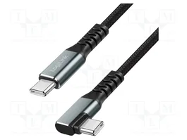 LogiLink Cable USB 3.2 Gen2 Type-C, C/M 90° a C/M, 10 Gbps, 100W, 4K, negro, 0,5 m