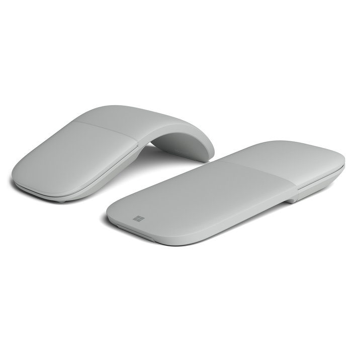 Microsoft Surface Arc Mouse, Ratón Inalámbrico Bluetooth, Tecnología BlueTrack, Ambidiestro, 1000 DPI, Gris Claro, Ideal para Viajes y Windows