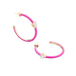 Chiara Ferragni Pendientes Love Parade Dorado con Esmalte y Circonitas 4cm