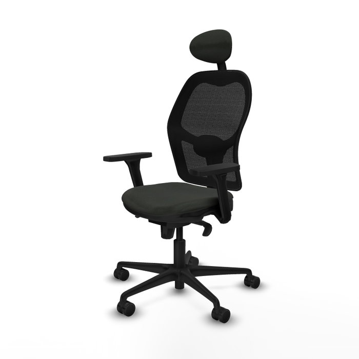 PIQUERAS Y CRESPO Silla de oficina Jorquera negra con mecanismo sincro y brazos 3D