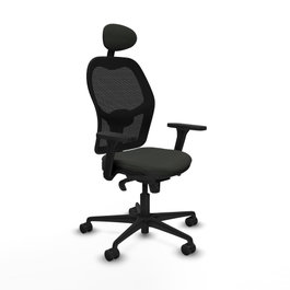 PIQUERAS Y CRESPO Silla de oficina Jorquera negra con mecanismo sincro y brazos 3D