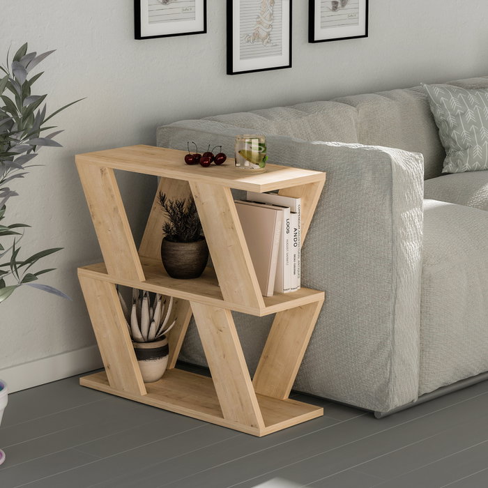 Hanah Home Mesa Auxiliar Roble Tablero Partículas Melaminado 60x57x22 cm