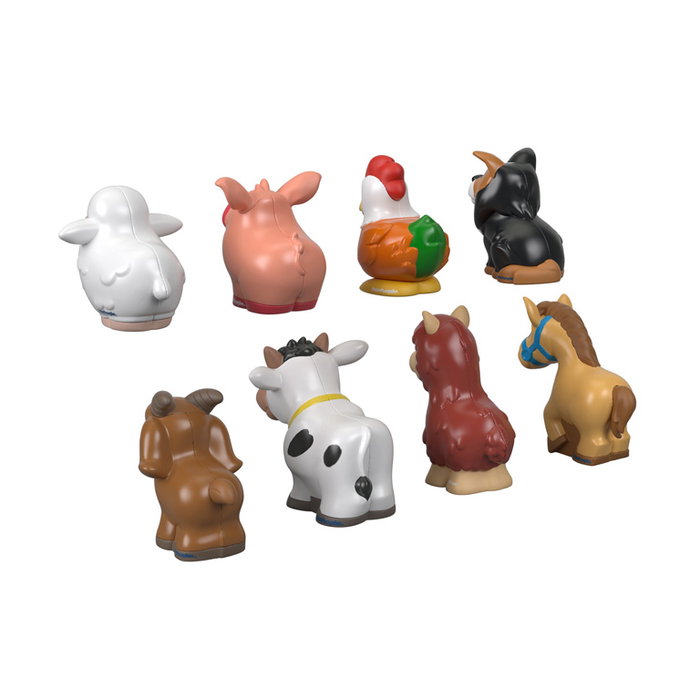 Fisher-Price Pack Animales Granja Little People - 8 Figuras de Llama, Gallina, Vaca, Cabra, Caballo, Cerdo, Oveja y Perro - Idioma Italiano - +3 Años