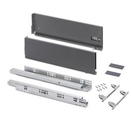 Emuca Kit Cajón Exterior Vertex con Regulación 3D, 178mm de Altura, 500mm de Profundidad, Gris Antracita