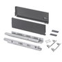 Emuca Kit Cajón Exterior Vertex con Regulación 3D, 178mm de Altura, 500mm de Profundidad, Gris Antracita