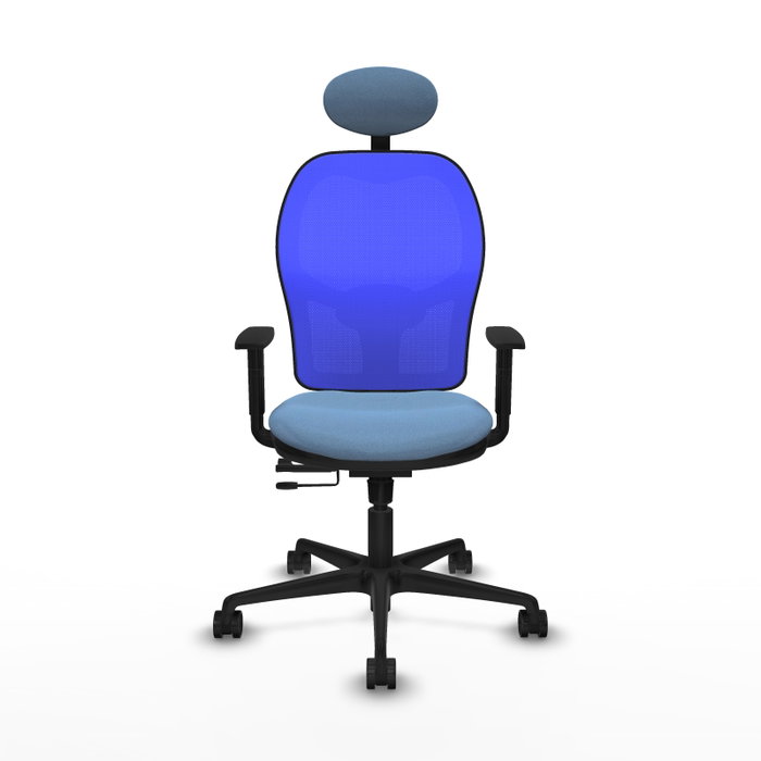 PIQUERAS Y CRESPO Silla de oficina Jorquera, Sincro/Traslack, Tela Azul cielo y Malla Azul