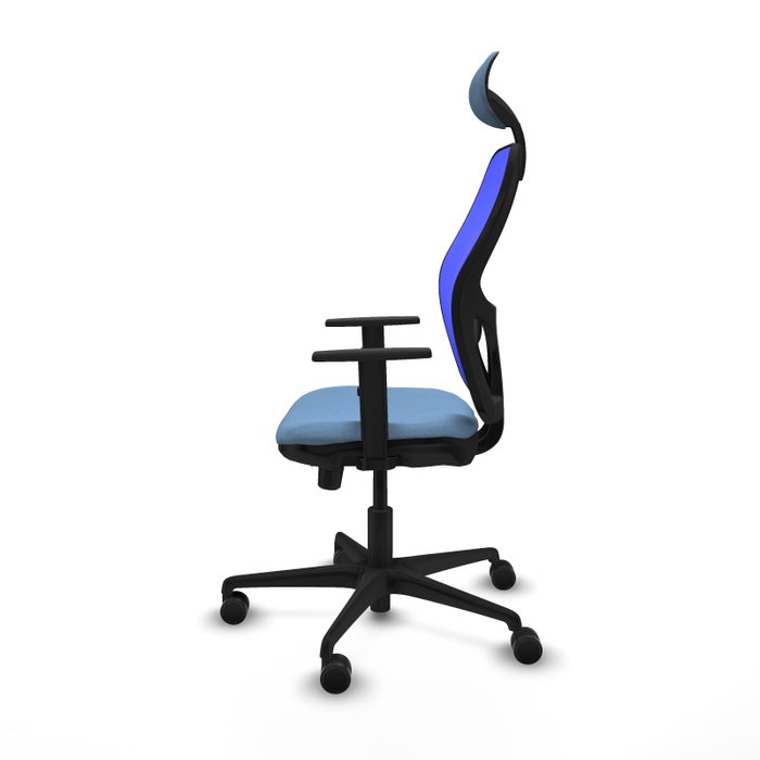 PIQUERAS Y CRESPO Silla de oficina Jorquera, Sincro/Traslack, Tela Azul cielo y Malla Azul
