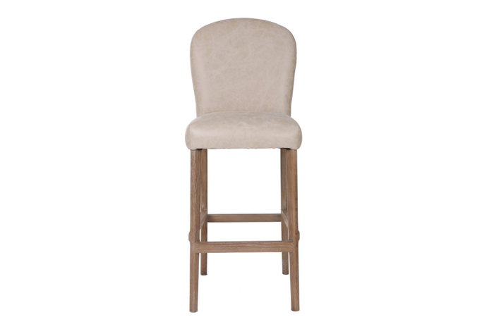 DKD Home Decor Taburete de Fresno y Piel Blanco con Asa DKD Home Decor Taburete de Fresno y Piel Blanco con Asa