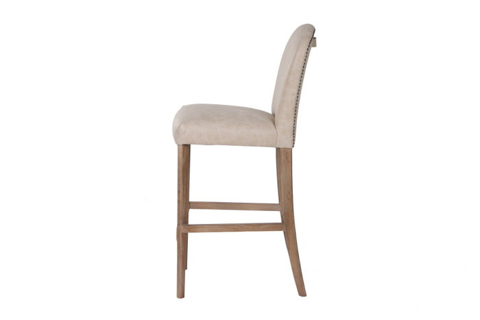 DKD Home Decor Taburete de Fresno y Piel Blanco con Asa DKD Home Decor Taburete de Fresno y Piel Blanco con Asa