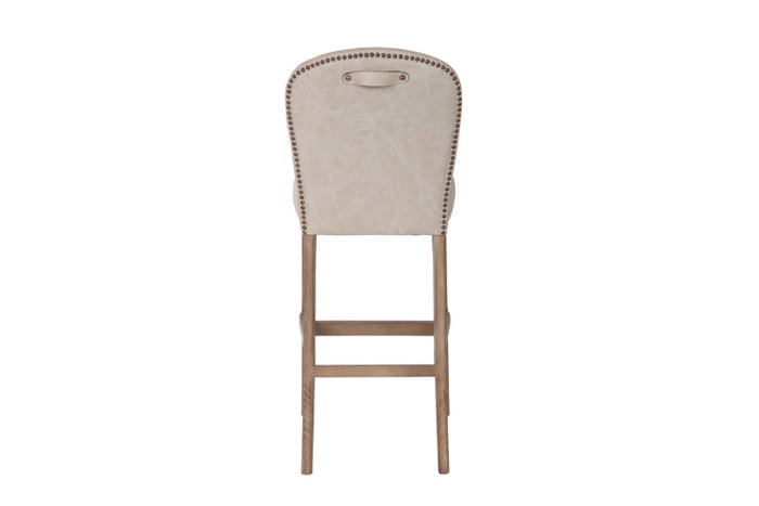 DKD Home Decor Taburete de Fresno y Piel Blanco con Asa DKD Home Decor Taburete de Fresno y Piel Blanco con Asa