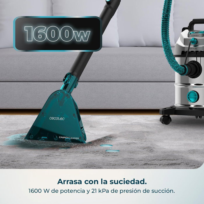 Aspiradora en seco y húmedo Cecotec CarpetClean 20000 Pro Ultra 1600 W 1380 W 21 KPA 20 L