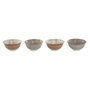 DKD Home Decor Set de 4 Cuencos de Porcelana Flores Beige