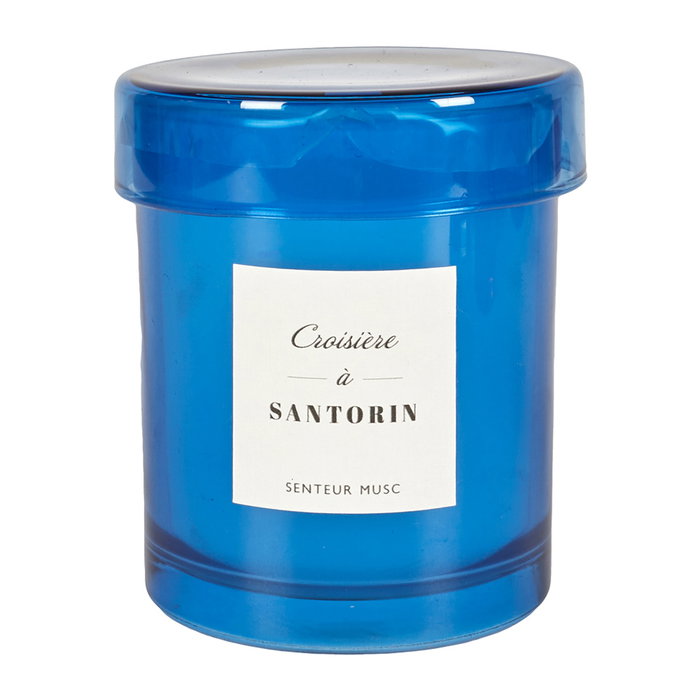 Home Deco Factory Vela Perfumada en Vaso con Tapa - 220g, 26h - Aromas Almizcle, Ámbar o Higo (Azul, Marrón, Gris), 9 cm altura