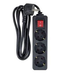 MicroConnect Enchufe Schuko 3 Vías con Interruptor On/Off y Cable 1.5M Negro