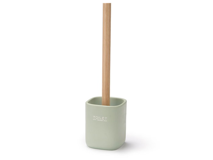 Berilo Escobillero Liso Menta Blanco/Verde Plástico/Madera 9.6x9.5x37 cm (Set de 6)