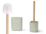 Berilo Escobillero Liso Menta Blanco/Verde Plástico/Madera 9.6x9.5x37 cm (Set de 6)