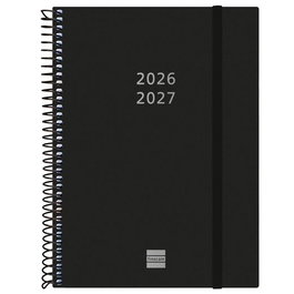 Finocam Agenda Espiral 18 Meses Julio 2026 Diciembre 2027 A5 155x212 mm Tapas PP Negro