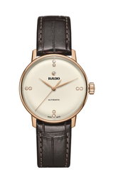 Rado Reloj Automático para Mujer con Caja Rosa y Correa Marrón