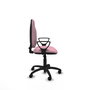 Silla de oficina Algarra con mecanismo Contacto permanente básico tapizada con Tela color Rosa. Equipada con Base poliamida negra, Brazos fijos y Ruedas de nailon 50 mm