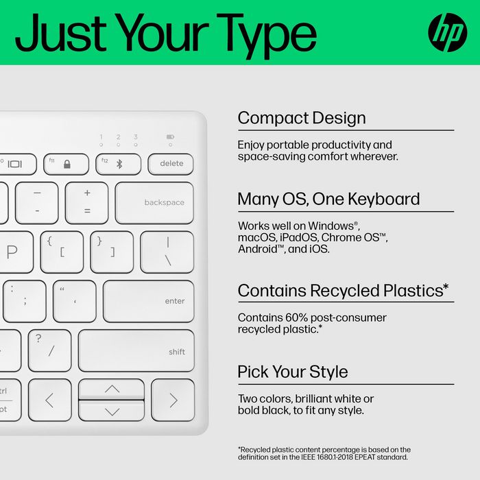 HP HP 350 Multi-Device Teclado inalámbrico 75% blanco